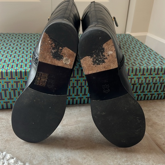 💕TORY BURCH💕 KIERNAN RIDING BOOTS IN BLACK CALF LEATHER w/ GOLD HARDWARE - Picture 11 of 13